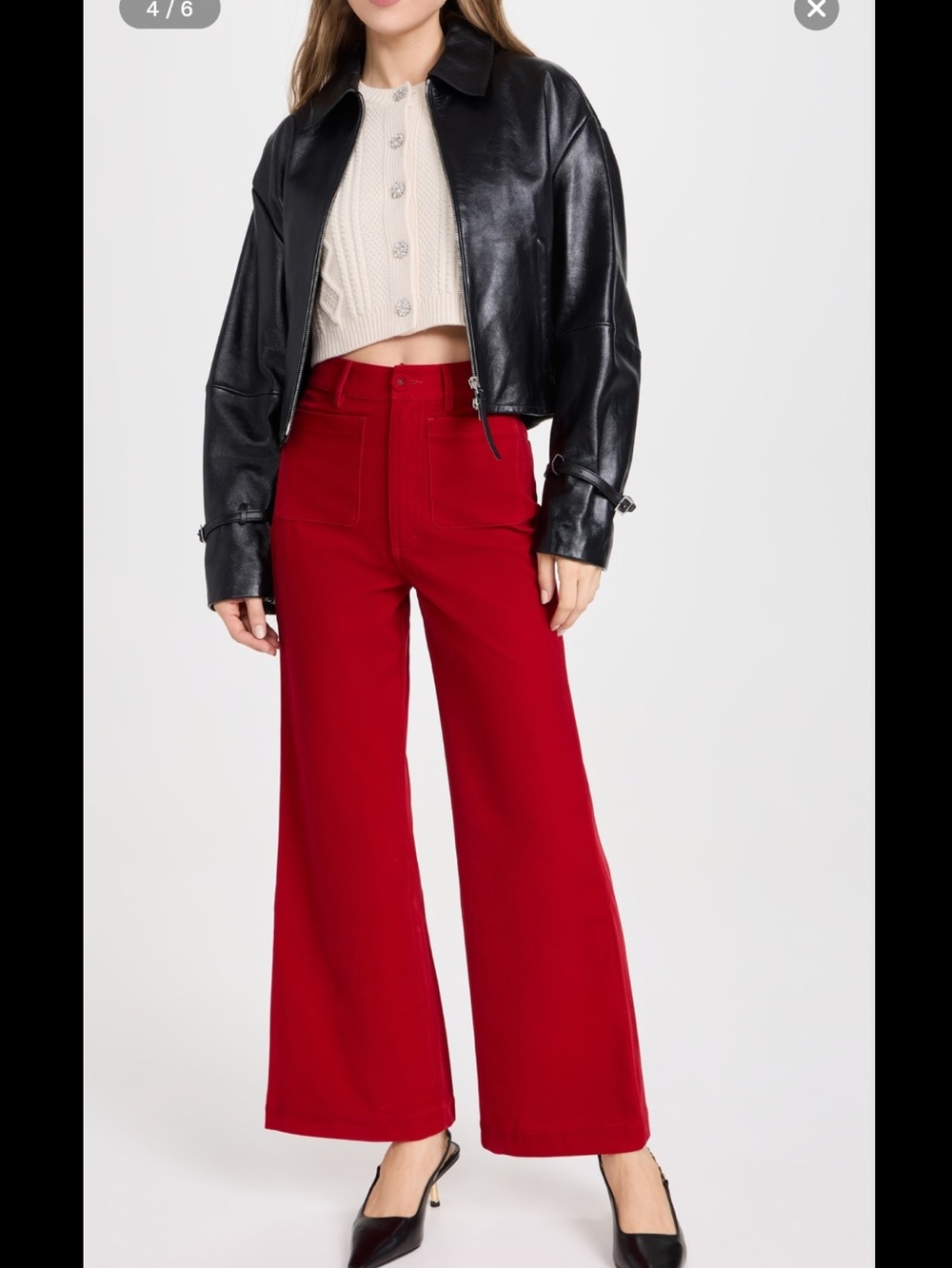 ROLLA'S Wide-Leg High-Rise Pants in Red